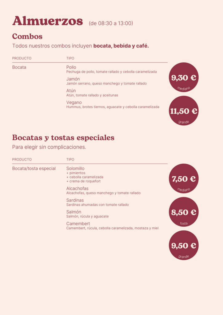 Lidora carta - Almuerzos