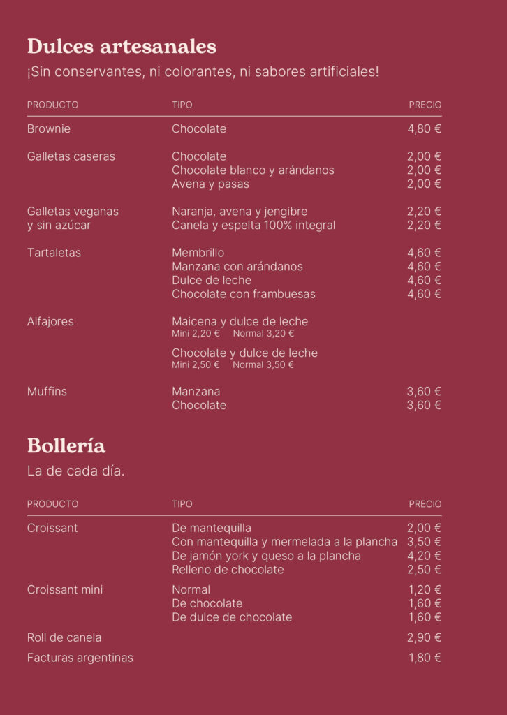 Lidora carta - Dulces artesanales